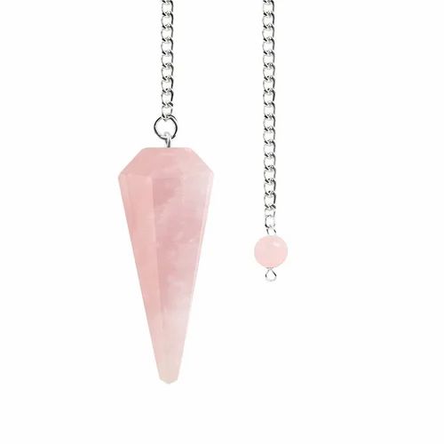 Rose Quartz Stone Cone Pendulum, Color : Pink