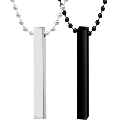 3d Cuboid Vertical Bar Locket Pendant Necklace