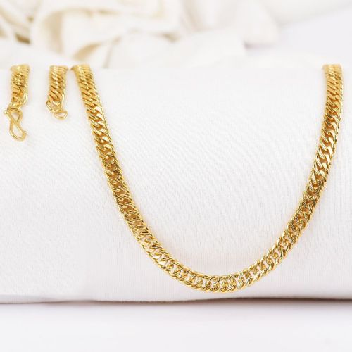 Double Curb Gold Chain Necklace, Gender : Unisex