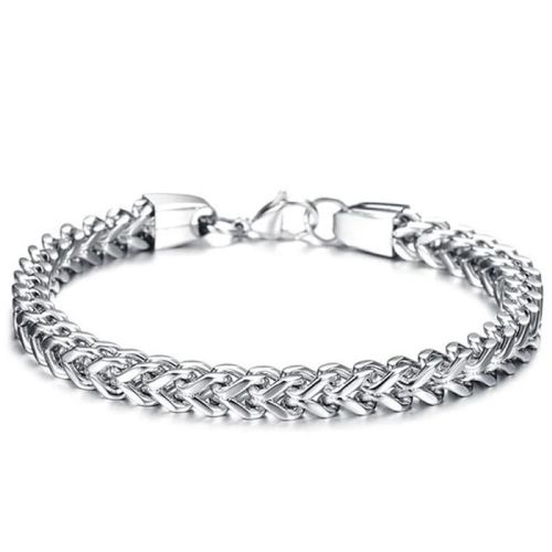 Stainless Steel Silver Chain Charm Bracelet, Packaging Type : Velvet Box