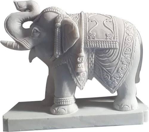 Printed Polished Marble Elephant Statue, Style Type : Natural
