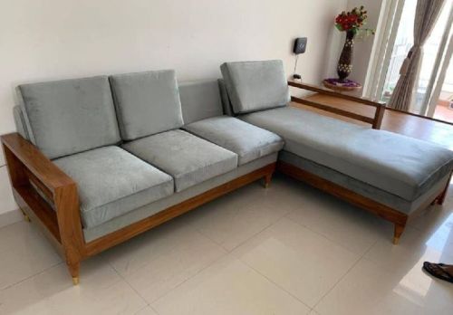 L Shape Sagwan Wooden Sofa Set, For Living Room, Size : 17'-18'