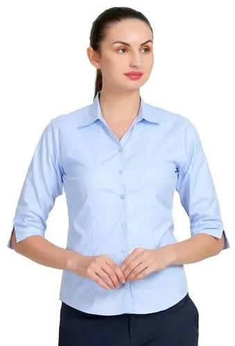 Plain Polyester Ladies Formal Shirt, Size : XXL, XL