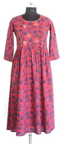 Printed Frock Style Cotton Kurti, Size : M, XL