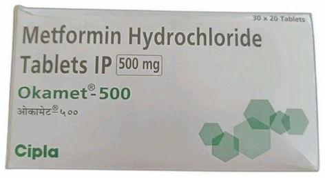 500 Mg Okamet Metformin Hydrochloride Tablets, Packaging Type : Box