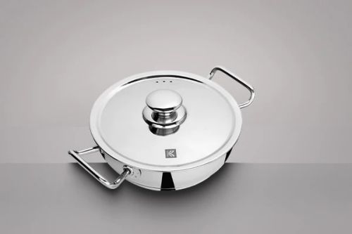 Round Stainless Steel Stellar Kadai, Color : Grey