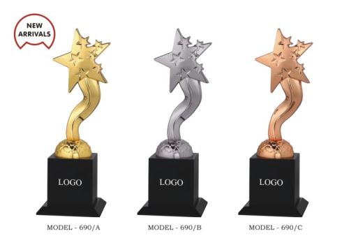 Piru Pooja Shiny Finish White Metal Star Trophy 690, For Award Ceremony, Corporate Gifting, Feature : Attractive Designs