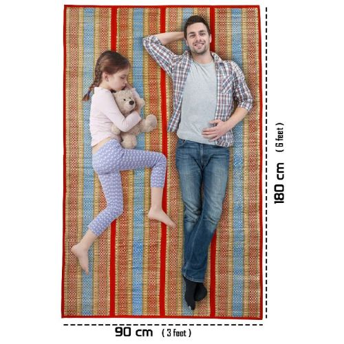 Red Rectangular Korai Grass Handmade Mats, Size : 36x72inch