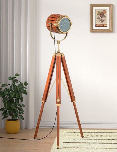 Wooden Brown Polished Adjustable Tripod SpotLight, Style : Antique