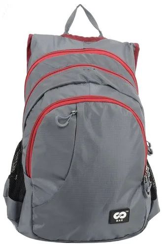 Plain Nylon Collage Grey Backpack, Feature : Easy To Carry