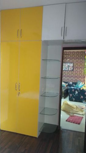 Eppotum Hinged Door Rectangular Plywood Wardrobe With Glass Shelves, For Home Use, Pattern : Plain