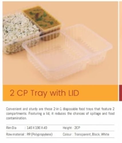 PP 2 CP Tray With Lid Multisize for Food Storage