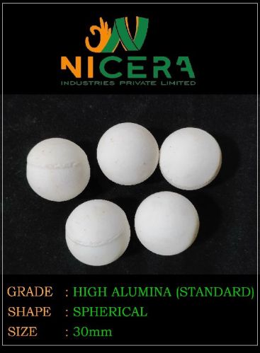 Round 30mm High Alumina Ceramic Media, For Industry, Feature : Best Quality, Prefect Shape