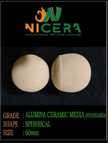 60mm Alumina Ceramic Media, For Industry, Shape : Round