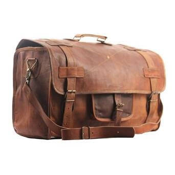 Mens Retro Style Leather Flap Duffle Bag
