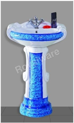 Royalware Ceramic Printed Pedestal Wash Basin, Size : 15-25 Inch