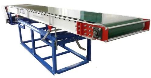 Polished Metal PVC Roller Bed Belt Conveyor, Specialities : Vibration Free, Unbreakable, Scratch Proof