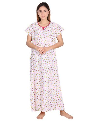 Leaf Printed Cotton Nighty, Size : Free Size