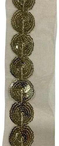 Designer Sequin Lace, Color : Golden