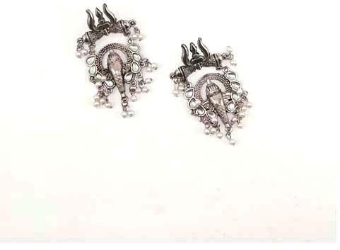 Alloy Good Oxidised Ganpati Earrings, For New, Style : Free