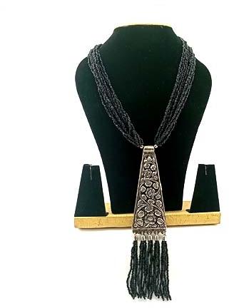 Beads Mala Black Oxidized Pendant, For Free Style, Length : 10-20 Inches