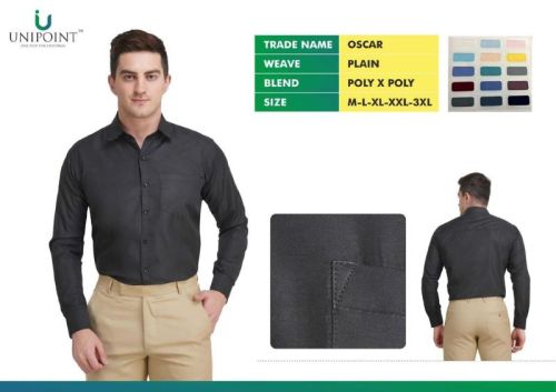 Unipoint Plain Poly Viscous Office Wear Shirt, Size : All