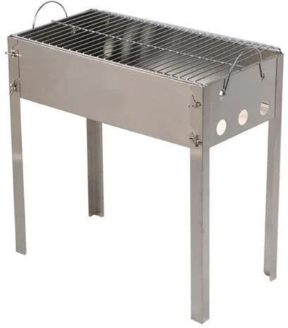 Stainless Steel Charcoal BBQ Grill, Color : Silver