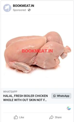 Bookmeat.in Halal Whole Chicken Fresh, Packaging Type : Plastic Bag, Poly Bag