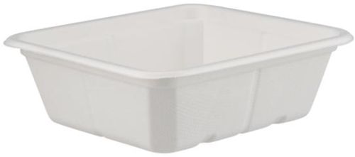 1000 Pieces Biodegradable Hinged 25 Oz (750 Ml) Rectangular Container Base Only - Natural Disposable