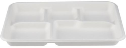 500 Pieces Biodegradable Rectangular 5 Compartment Tray - Natural Disposable