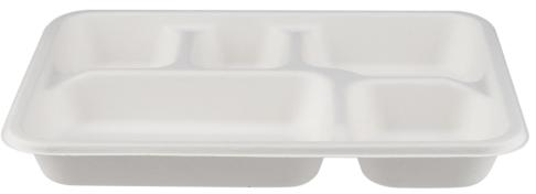 500 Pieces Rectangular Biodegradable 5 Compartment Meal Tray - Natural Disposable