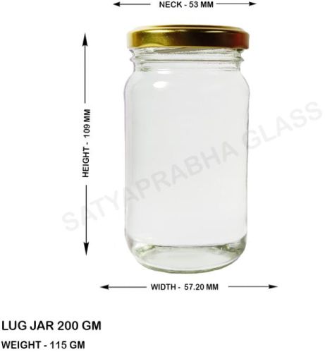 200 Gm Glass Round Lug Jars, For Dining Table, Juicer Blender, Water, Feature : Elegant Design, Fine Finish