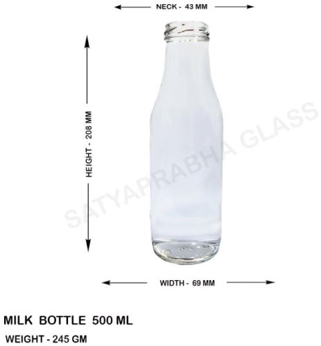 500 Ml Glass Milk Bottles, Color : Transparent