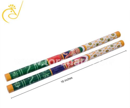 Toran Art Wood On Plastic Sheet Handmade Dandiya Sticks, Size : 14\
