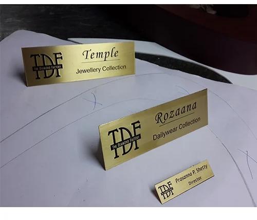 Rectangle Brass Pocket Badges, Color : Golden