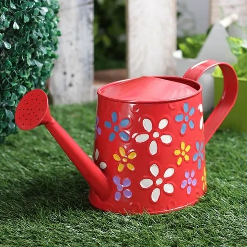 Red Metal Decorative Water Can Pots