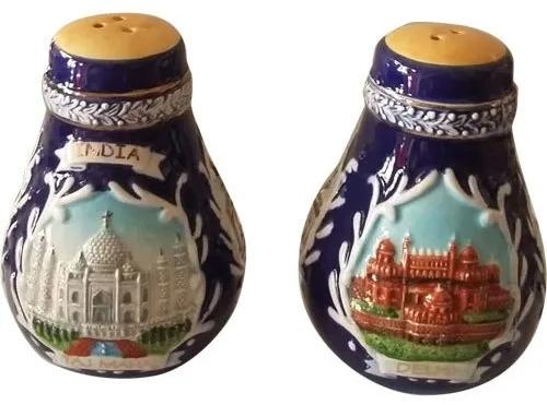 Oriental Collection Blue Ceramaic Ceramic Salt Shaker, For Home, Pattern : Printed