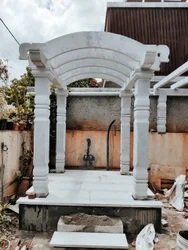 White Garden Stone Pergola