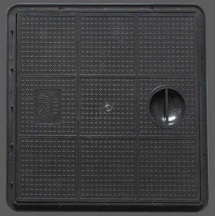 Square Black Plastic Manhole Cover, Size : 12 (L) X 12 (W) Mm