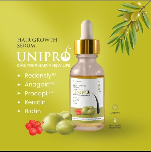 Liquid Unipro Hair Growth Serum, For 100% Organic, Packaging Size : 50ml