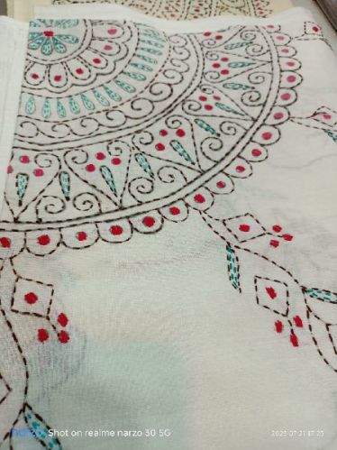 Multicolor Hand Embroidered Bed Sheet, For Home, Hotel, Size : Multisizes