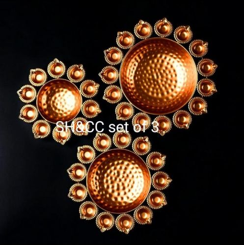 Golden Round Polished Metal Urli, For Decoration Purpose