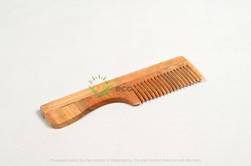 EcoindiYA Handle Neem Comb, Color : Brown, Creamy, Ivory
