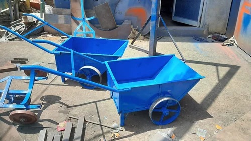 BLUE Mild Steel Double Wheel Barrow Trolley, Capacity : 200-250 Kg