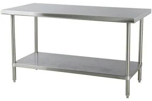 Grey Polished Stainless Steel Working Table, Shape : Rectangular