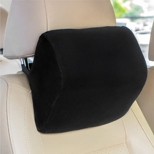 Sleepsia Plain Memory Foam Car Neck Pillow, Color : Black