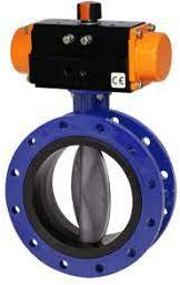 Blue Double Flange Butterfly Valve Centric Disc, For Water Fitting, Power, Size : 150mm