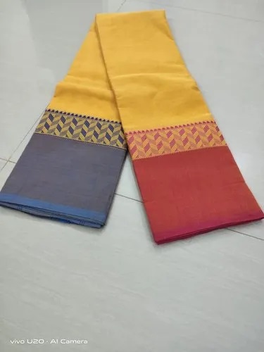 Plain Chettinad Cotton Saree, Saree Length : 6.6m