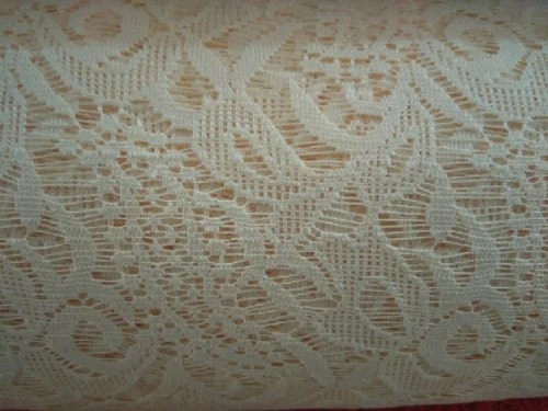 White Embroidered Nylon Net Fabric, For Textile Industry, Width : 44-45 Inch