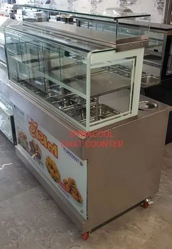 Automatic Electric Chat & Nashta Display Counter, Color : Silver